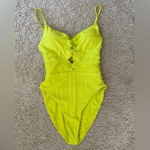 Becca by Becca Virtue Neon Open Back One Piece Swimsuit Cutouts Cheeky High Fit